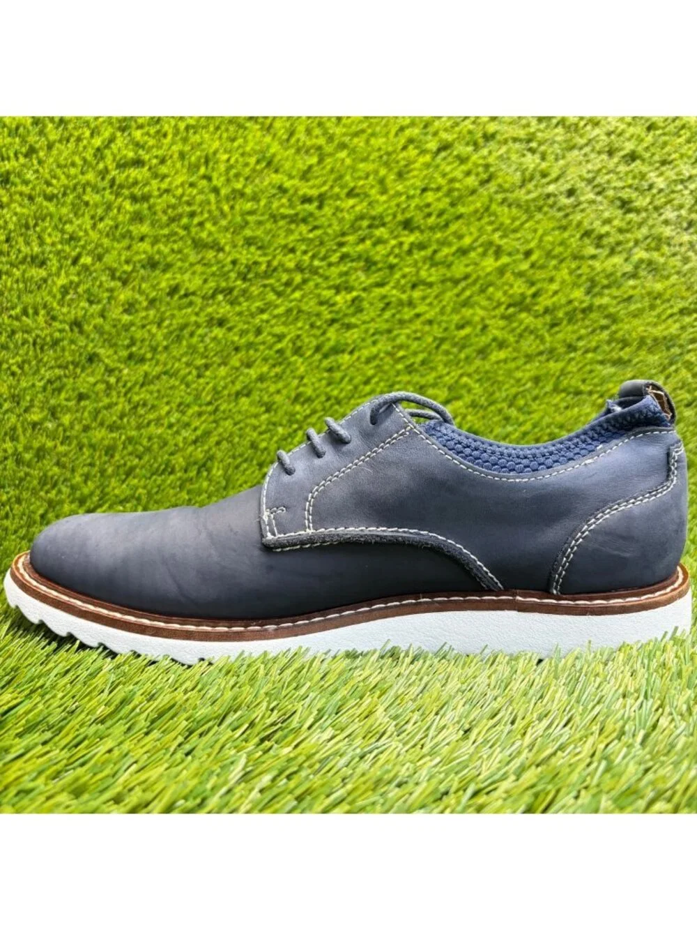 Johnston & Murphy Duncan Mens Size 8 Blue Leather Plain Toe Dress Oxford Shoes